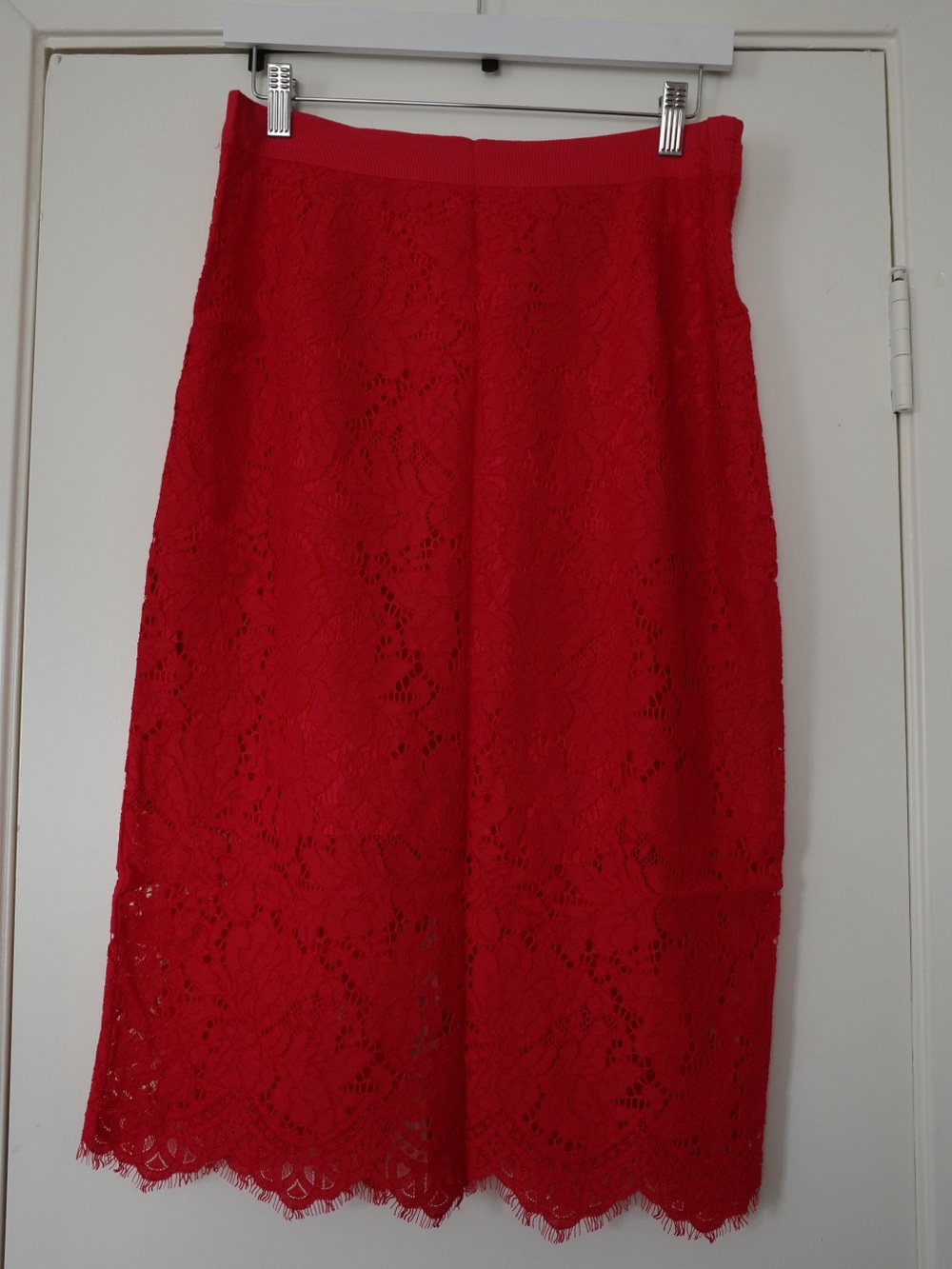 H&M Red Lace Midi Skirt
